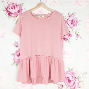 Anthropologie Lavender Field Pink Ruffled Shirt L